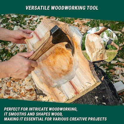 BeaverCraft Forged Adze Axe Wood Carving - Curved Woodworking Adze AX2 with Wooden Handle for Bowl Gutter - Spoon Carving Tool - Whittling Tools, Hatchet