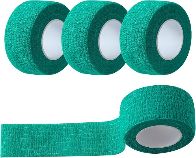 Plant Tying Tape Self-Adhesive Stretch Garden Tape for Climbing Plants, Green Floral Binding Tape Adjustable Plant Ties for Branches Flowers Tomatoes 4 Rolls 1" by 15' Each