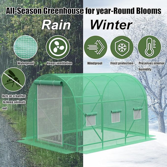 10x7x7 ft Greenhouse, Outdoor Walk-in GreenHouses with Screen Windows and Dual Zippered Door, Portable Waterproof Green Houses Tent for Outside Heavy Duty with Reinforced Frame #2