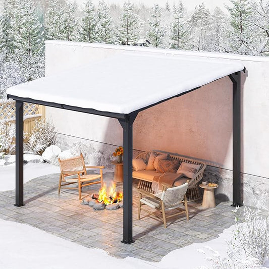 Gazebo, Wall Mounted Gazebos on Clearance, Outdoor Lean to Gazebo Awnings for Patio, Deck, Porch, Backyard (10 x 10)