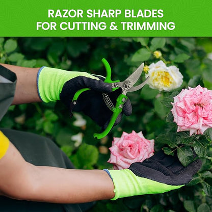 Garden Guru Ergonomic Garden Snips Clippers - Professional Hand Pruner Pruning Shear Scissors with Comfort Grip Handles for Gardening Trimming and Yard Work – High Carbon Steel (4 Pack)