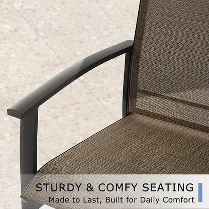 Outdoor Patio Swivel Dining Chairs Set of 6, All-Weather Swivel Rocker Chairs with Textilene High Back and Black Rust-Proof Metal Frame, Perfect for Patio, Lawn, Garden, or Backyard, Mocha