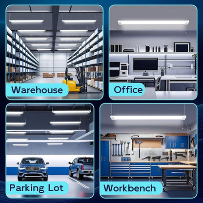 hykolity 1 Pack 4FT Linkable LED Shop Light for Garage, 6500lm, 4FT 60W Utility Light Fixture, 5000K Daylight LED Workbench Light with Plug, Hanging or Surface Mount, White - ETL