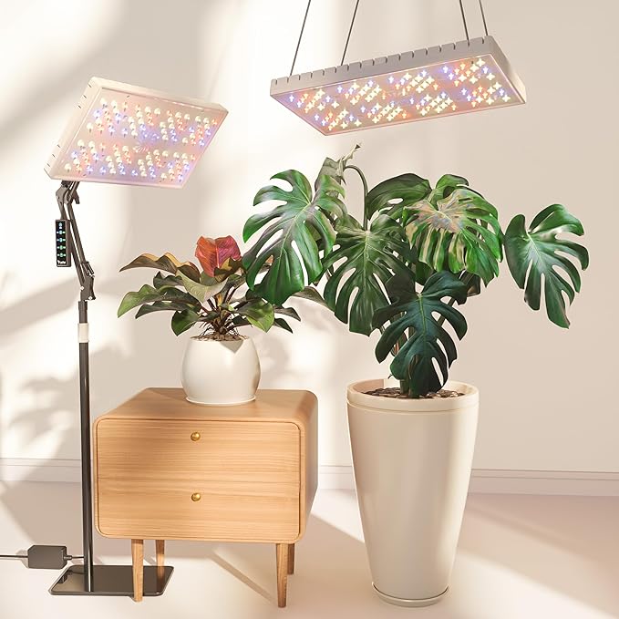 Plant Grow Light, [Smart APP & Expansive 2x2 Ft Coverage] Genuine 60W Output LED Full Spectrum for Indoor Plants, 8-Level Brightness, Supports Hanging & Standing, 270° Folding, 360° Rotation