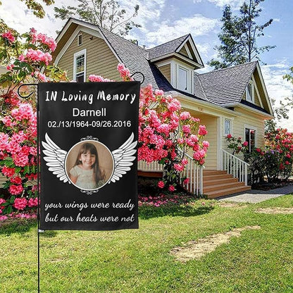 Custom Memorial Flag Personalized Garden Flag for Cemetery in Loving Memory with Photo Name Date Memory Garden Flags For Loss of Loved One Lawn Outdoor Double Sided Yard Flags (Memorial Funeral Flags 2, 28x40(in))