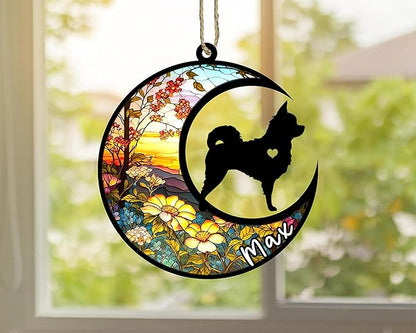 Personalized Dog Memorial, Custom Name Chihuahua Long Haired Dog Christmas Ornament with Name, Custom Breeds, Pet Loss Light Catcher, Gifts for Lovers Loss of Pet Sympathy on Mothers Day Christmas