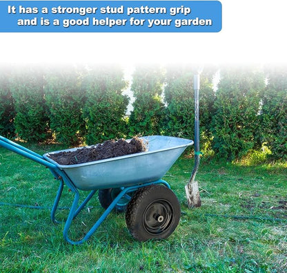 2-Pack of 3.50-8 Wheels,14.5" Flat Free Tires,Steel Rim,5/8" or 3/4"Axle Bore Hole,3”-6" Centered Hub,13"-16" Universal Fit Tire for Wheelbarrow,Hand Truck,Garden and Utility Carts, Trolleys and More
