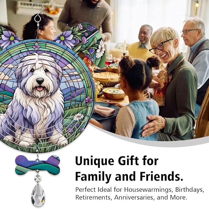 Old English Sheepdog Dog Ears Wind Spinner, Old English Sheepdog Wind Spinner Hanging for Yard and Garden V02