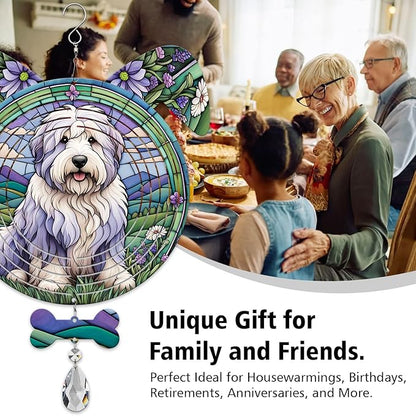 Old English Sheepdog Dog Ears Wind Spinner, Old English Sheepdog Wind Spinner Hanging for Yard and Garden V02