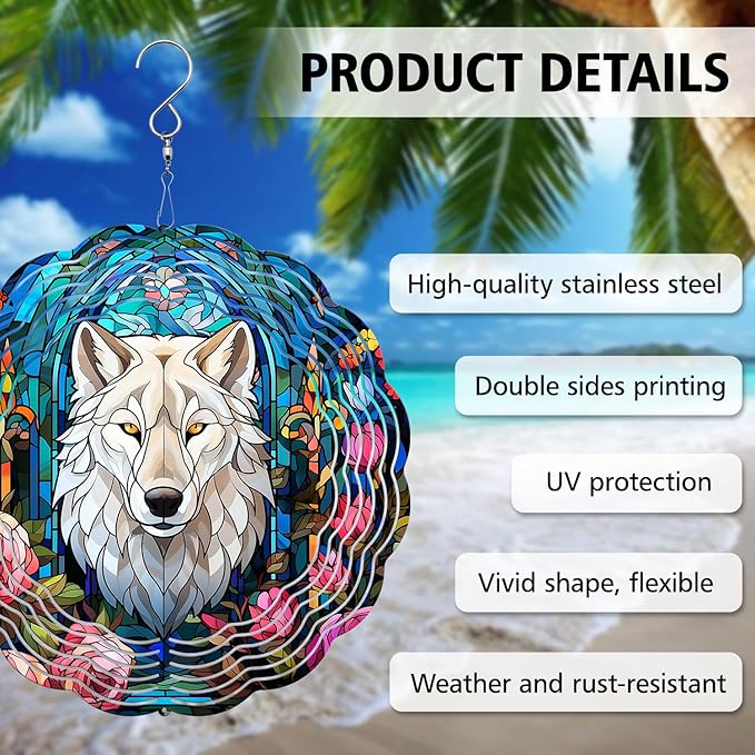Wolf Wind Spinner - Unique 3D Hanging Wind Spinner for Yard and Garden