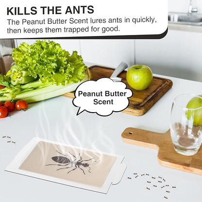 Qualirey Ant Traps Indoor, Upgraded Peanut Butter Scented, Larger 10pcs Ant Spider Cockroach Centipede and Crawling Insect Trap, Pet Safe Insect Traps for Home, Kitchen, Garage