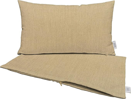 RSH DECOR: Sunbrella Pillow Covers Set of 2 | Covers Only - 26" x 16" | Outdoor Lumbar Pillow Covers Crafted with Sunbrella Performance Fabric | Canvas Heather Beige