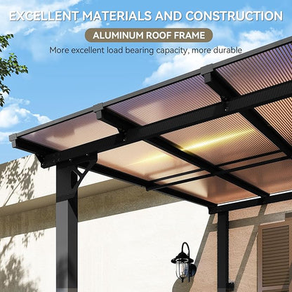 Aoxun 16' x 10' Gazebo for Patio, Gazebo Pergola with Sloped Roof, Large Wall-Mounted Heavy Duty Awnings, for Backyard, Deck, Patio