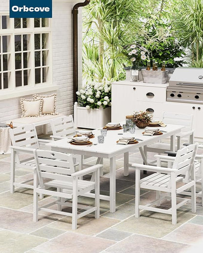 HDPE 2-Piece Outdoor Dining Chairs, Weather-Resistant Heart-Cutout Design Patio Dining Chairs, Outdoor Furniture for Lawn, Patio, Porch, Deck, Poolside, Yard (White)