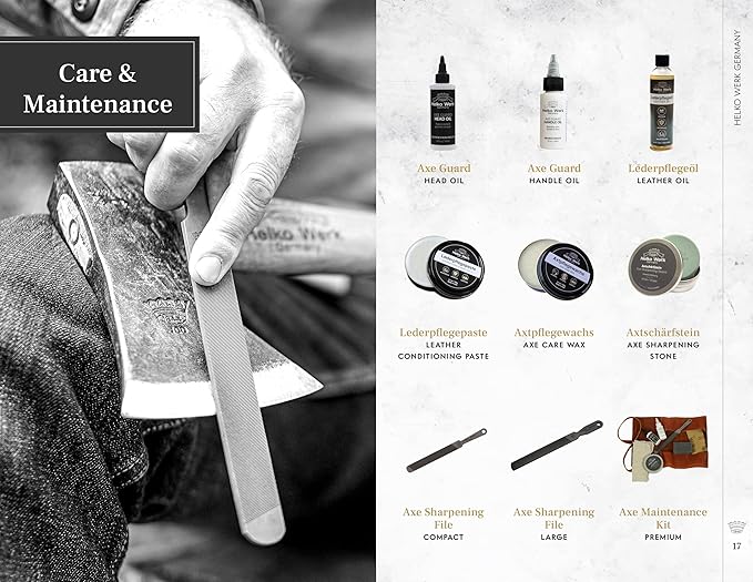 1844 Helko Werk Germany Traditional Rheinland Hatchet - Made in Germany Camping Hatchet and Bushcraft, Backpacking Handmade German Hatchet - Head 1.25 lbs, Handle 14 in. (Rheinland Hatchet) #11326