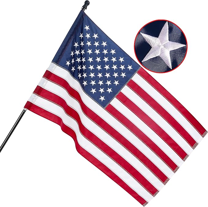 American Flag 2x3 ft Pole Sleeve Style: Longest Lasting US Sleeved Flag Made from Nylon, Embroidered Stars, Sewn Stripes, UV Protection Perfect for Outdoors! USA Flag