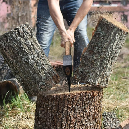 35.4" Splitting Axe, Wood Splitting Axe for Medium to Large Size Logs, 1065 High Carbon Steel Chopping Axe with Beech Wooden Handle and Leather Sheath for Chopping Firewood - Head 4.3 lbs