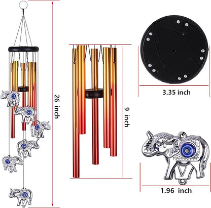 Blue Evil Eye Elephant Wind Chimes Outdoor Decor, Mobile Evil Eye Wind Catcher, Evil Eye Elephant Wind Bells, Blue Evil Eye Amulet Wind Chimes for Home, Gift for Mom, Balcony, Patio, Garden Decoration