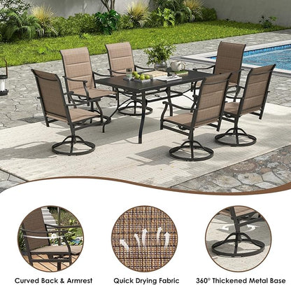 Soohow Patio Dining Chairs Set of 4, Swivel Outdoor Patio Chair with Paded Textilene Fabric, All Weather Outdoor Seats Ergonomic Comfort, Perfect Seats for Backyard, Balcony, and Garden