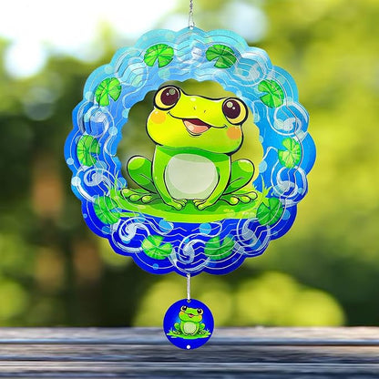 Frog Wind Spinner-3D Metal Hanging Wind Spinners, Perfect Ornament Gifts for Women/Men, 12 Inch Spinfinity Wind Spinner for Outdoor & Indoor Decorations, Yard Art, Garden Decoration