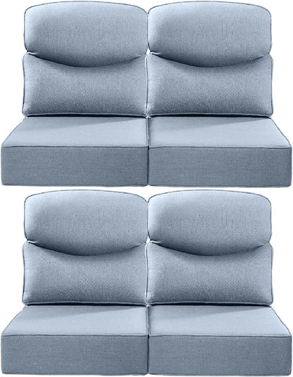 Luxury 24x24x6 Inch Smile Patio Dining Chair Cushions Set of 4 - Heavy Duty Water Slashproof Outdoor Seat Cushion for Outside Furniture Swivel Chairs Loveseat L-Shape Sofa - Baby Blue