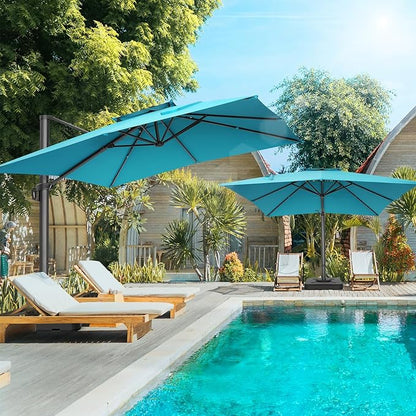 HOTIME10x10ft Patio Umbrella Cantilever Umbrella Double Top - Upgrade and Intensify - 360 Rotation and 5 Angles Adjustment - Aluminum Offset Pool Umbrella Outdoor Umbrellas for Patio Garden Deck Pool