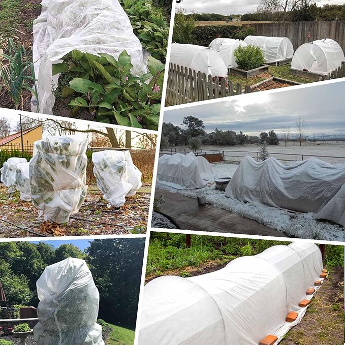 Plant Covers Freeze Protection 1.05 oz/yd² Thicker, 6.6 x 33 Ft Frost Cloth Plant Freeze Protection, Frost Blankets Covers for Outdoor Plants Winter Frost Protection, Garden Floating Row Covers