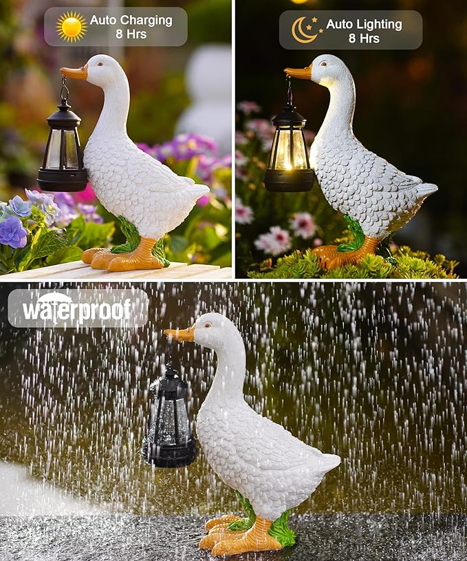 Nacome Solar Goose Outdoor Statues for Garden: Porch Decor with Warm Lantern Clearance for Outside Yard Art Lawn Ornaments Patio Balcony - Gifts for Grandma Mom Women