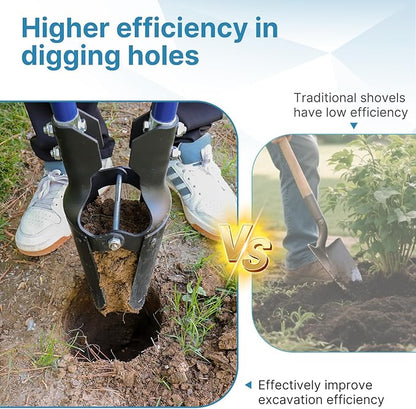 Heavy Duty Post Hole Digger for Fence Posts - Hole Digger with Fiberglass Handle, Durable Soil Digger Garden Tool for Agriculture, Gardening, and Landscaping,56 Inches,Blue