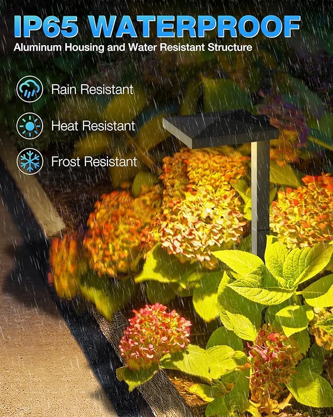 SUNVIE Low Voltage Landscape Lighting with Connectors 5W Anti-Glare LED Pathway Lights Wired Waterproof Outdoor Landscape Path Lights for Walkway Yard Garden Patio ETL Listed Cord, 8 Pack