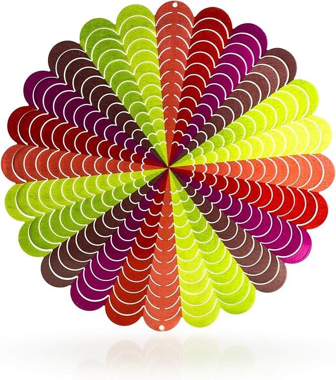 Dawhud Direct Rainbow Spiral Kinetic Wind Spinner for Yard and Garden Wind Spinner Outdoor Metal Large Hanging Rainbow Decor 3D Garden Art Wind Sculpture Spinners Kinetic Art Lawn Ornaments