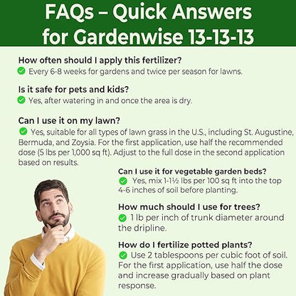 13-13-13 Slow Release Granular Fertilizer – All Purpose Plant Food 13 13 13 for Outdoor Grass, Vegetables, Roses, Flowers, Shrubs, Trees. Lawns, Gardens, Potted Plants (1 Quart)