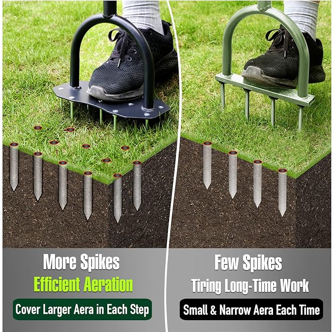 Jardineer Lawn Aerator Spike Tool, Updated 36" Metal Grass Aerator with Longer Spikes, Pre-Assembled Manual Yard Aerator for Lawn Aeration, Soil Aerating