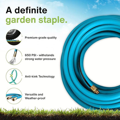 Aeromixer THE HOSE - 3/4 Inch Garden Hose 5 Feet, Kinkless Commercial Short Garden Hoses, Heavy Duty Industrial Water Hoses for Outdoors, 650 PSI High-Pressure Watering Tool for Farming and Gardening