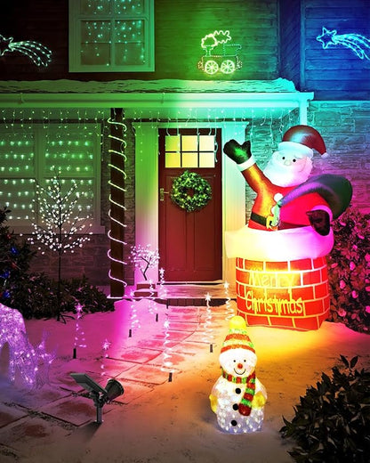 4 Pack Color Changing Solar Spotlights Outdoor for Halloween Decorations Spooky Ghost, Spider Web, Tombstone, Pumpkin, Waterproof Solar Landscape Spot Lights Uplighting for Outside House, Yard, Garden