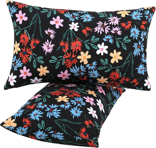 idee-home Outdoor Pillows with Inserts Included, Patio Outside Lumbar Pillows Waterproof Set of 2, 12 x 20 inch