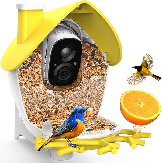 birdsnap® MON - Bird Feeder with Camera, 2K Detachable Video Bird Feeder Live with 32GB Card Fruit Fork, AI Identify Feather Species, Auto Record in Backyard, Ideal Gift for Birds Lover