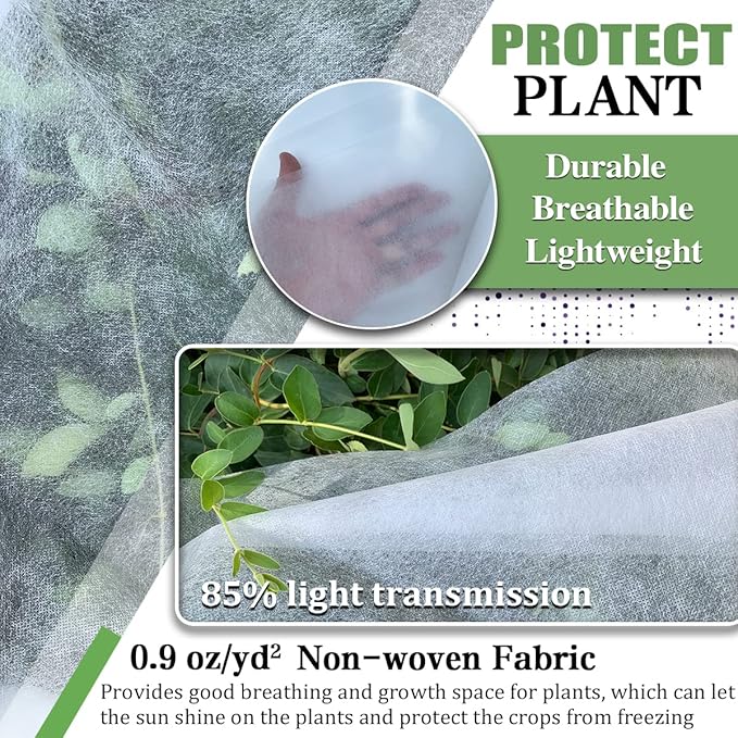 Plant Covers Freeze Protection, 10FT x 50FT 0.9oz Reusable Floating Row Cover Plant Blankets Frost Cloth for Clod Winter Frost Sun Pest Protection