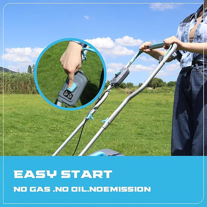 RB 40V 13-Inch Brushless Cordless Lawn Mower with 4.0Ah Lithium Battery & Fast Charger, 2-in-1 Lightweight Mower for Small Yards, Foldable Handle, 5 Cutting Height Adjustments