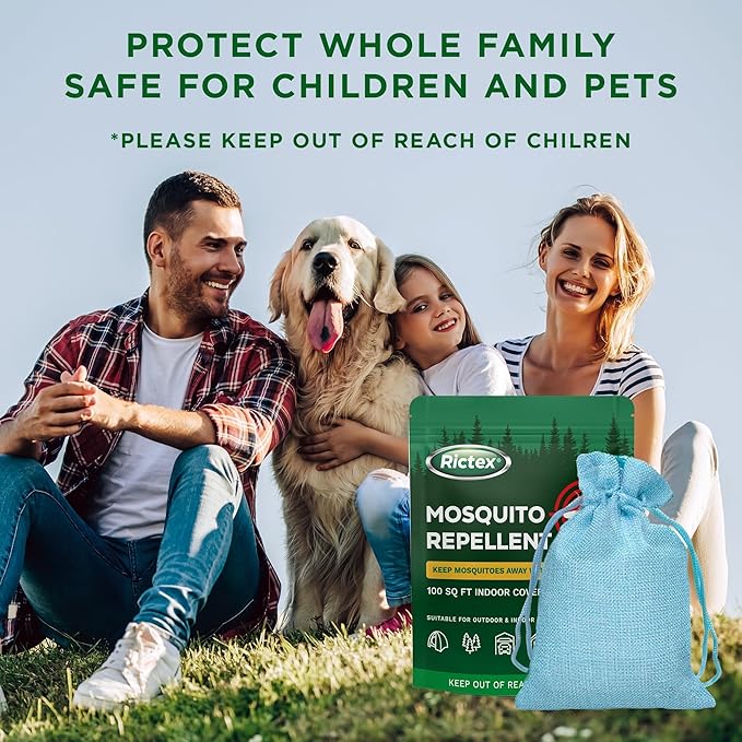 Mosquito Repellent Outdoor Patio & Yard: Natural Citronella & Peppermint Oil Pouches – Safe for Kids & Pets – Essential Oils Formula – Mosquitoes Repeller – Camping & Backyard (10 Pouch)