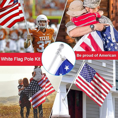 1" White Flag Pole Rings, 2 Pcs Anti Wrap Aluminum Alloy Flag Pole Clips Swivels, 360° Rotating Flagpole Flag Mounting Rings, Spinning Flag Pole Kit for 0.75-1.02" Diameter (1 Inch, White)