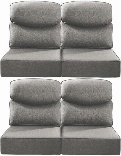 Luxury 22x24/22x25 6-Inch Smile Patio Dining Chair Cushions Set of 4 - Heavy Duty Water Slashproof Outdoor Seat Cushion for Outside Furniture Set Swivel Chairs Loveseat L-Shape Sofa - Grey