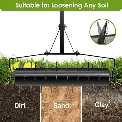 Seeutek 23 Inch Rolling Lawn Aerator - Upgraded Heavy Duty Aerator Lawn Soil Penetrator Spikes w/ 3 Adjustable Height Handles, Manual Aerator Lawn Tool for Garden Yard