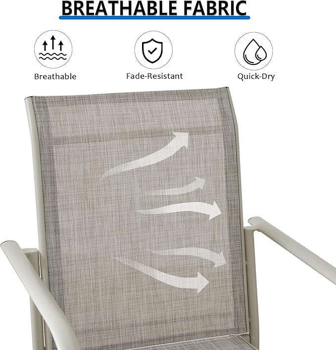 Outdoor Dining Chairs Set of 8, Stackable Patio Chairs with Textilene Fabric, Lightweight Garden Chairs for Poolside, Backyard, Camping, Grey