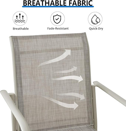 Outdoor Dining Chairs Set of 2, Stackable Patio Chairs with Textilene Fabric, Lightweight Garden Chairs for Poolside, Backyard, Camping, Grey