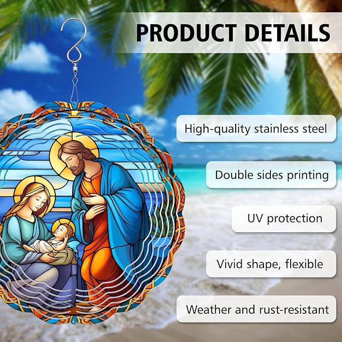 Christian Christmas Wind Spinner, Christian Christmas Wind Spinner Hanging for Yard and Garden, Unique Gift Wind Spinner, 3D Hanging Wind Spinner Outdoor