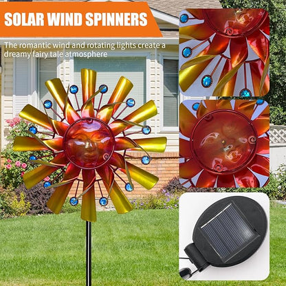 Solar 46" Sunflowers Wind Spinners for Yard and Garden, Metal Clearance Windmill Kinetic Outdoor Decor, Wind Sculpture Yard Art Decorations for Patio, Lawn