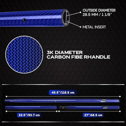 CKG Metal Detector Shovel Travel Carbon Handle for Scoop Shovel, Universal Lightweight Pole for Beach Metal Detecting Digging Tools Treasure Hunting 3k Carbon Fiber Long Tube Rod – Blue/Travel Size