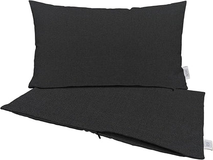 RSH DECOR: Sunbrella Pillow Covers Set of 2 | Covers Only - 20" x 12" | Outdoor Lumbar Pillow Covers Crafted with Sunbrella Performance Fabric | Canvas Black