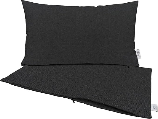RSH DECOR: Sunbrella Pillow Covers Set of 2 | Covers Only - 26" x 16" | Outdoor Lumbar Pillow Covers Crafted with Sunbrella Performance Fabric | Canvas Black
